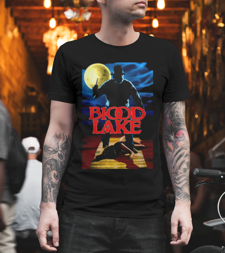 Blood Lake Horror Movie Moonlit Killer Silhouette T-Shirt