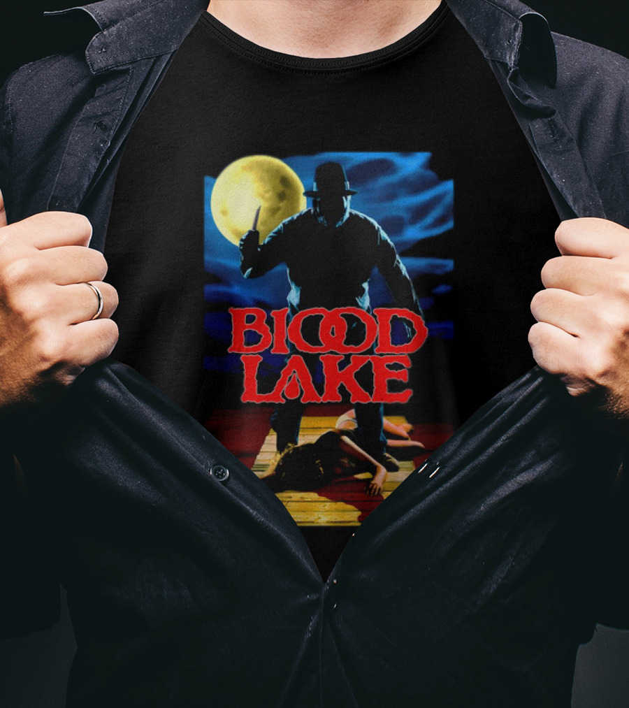 Blood Lake Horror Movie Moonlit Killer Silhouette T-Shirt