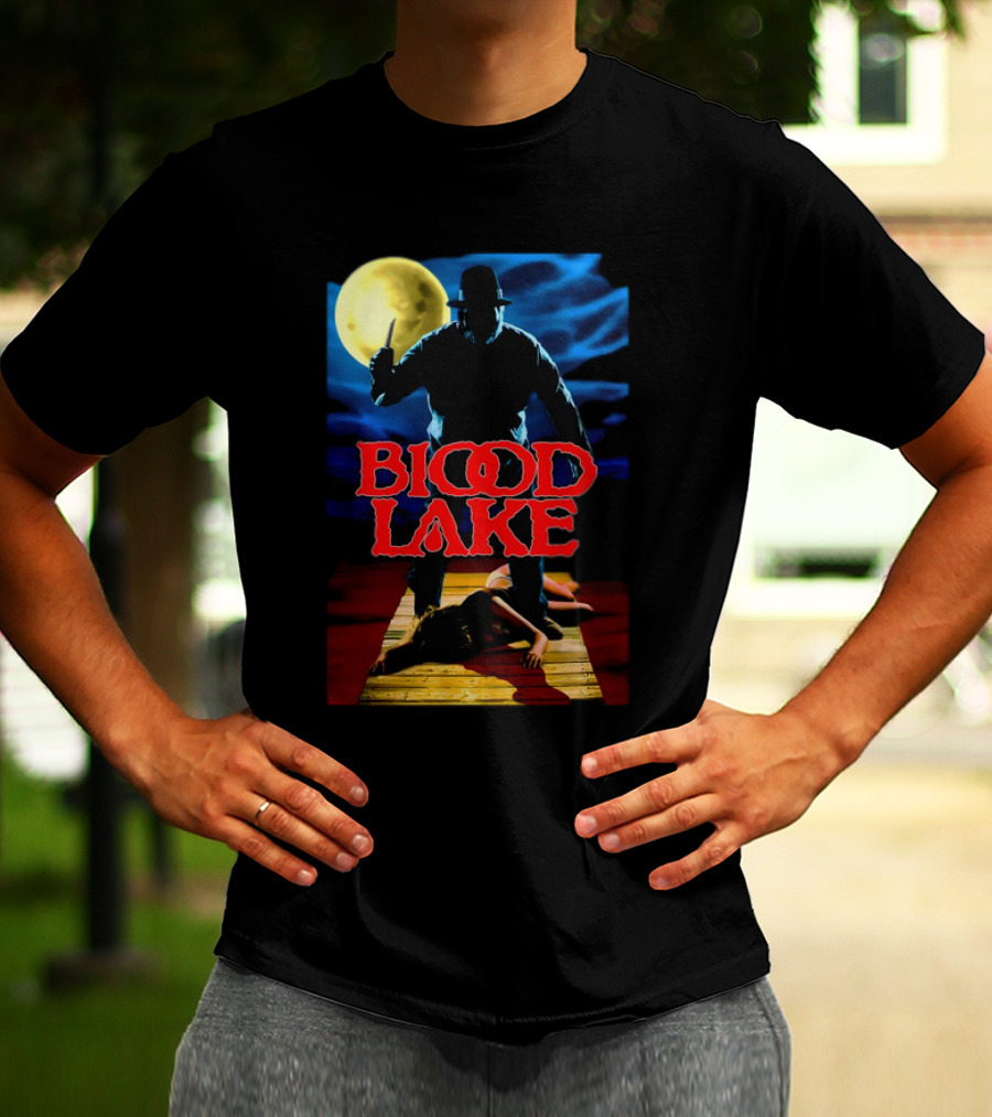 Blood Lake Horror Movie Moonlit Killer Silhouette T-Shirt