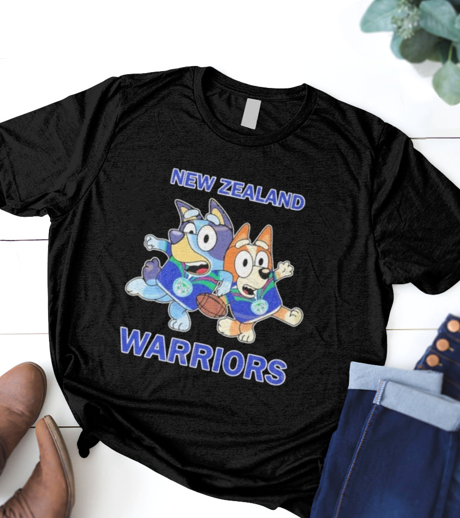 Bluey New Zealand Warriors Rugby Collaboration T-Shirt
