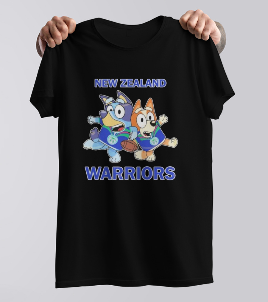 Bluey New Zealand Warriors Rugby Collaboration T-Shirt