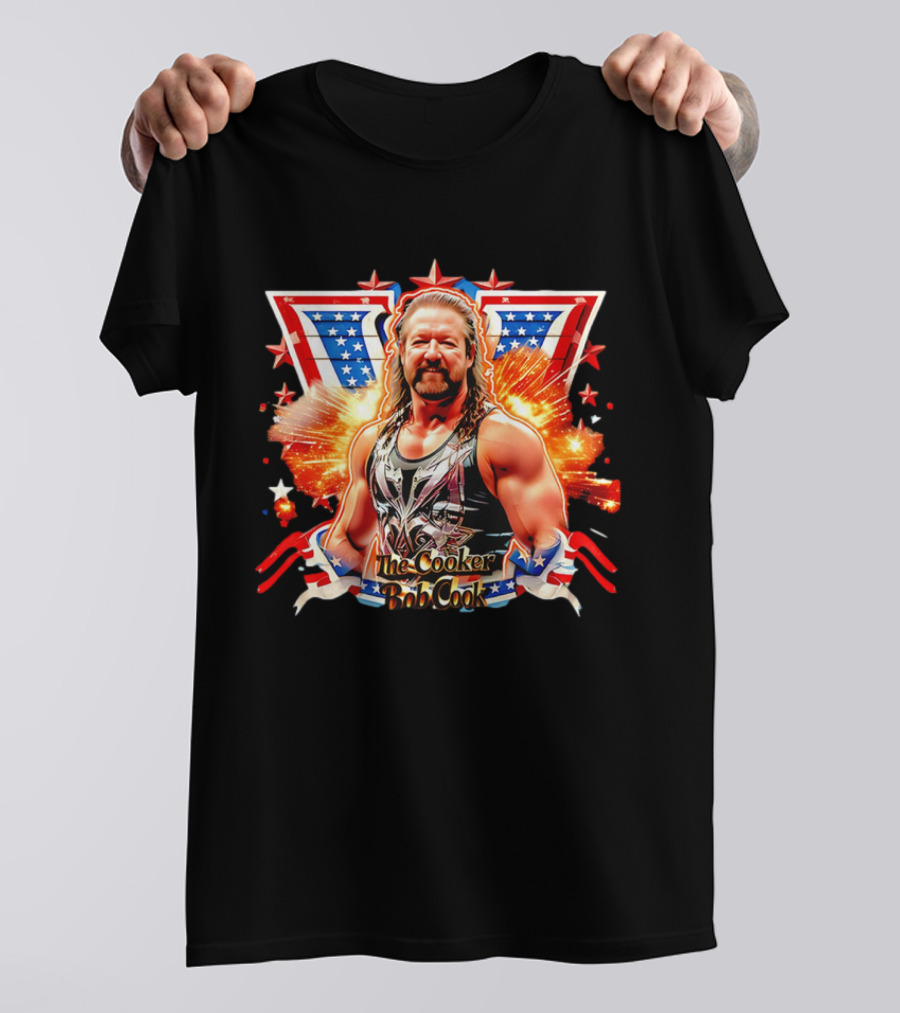 Bob Cook The Cooker Professional Wrestler Starburst American Flag T-Shirt