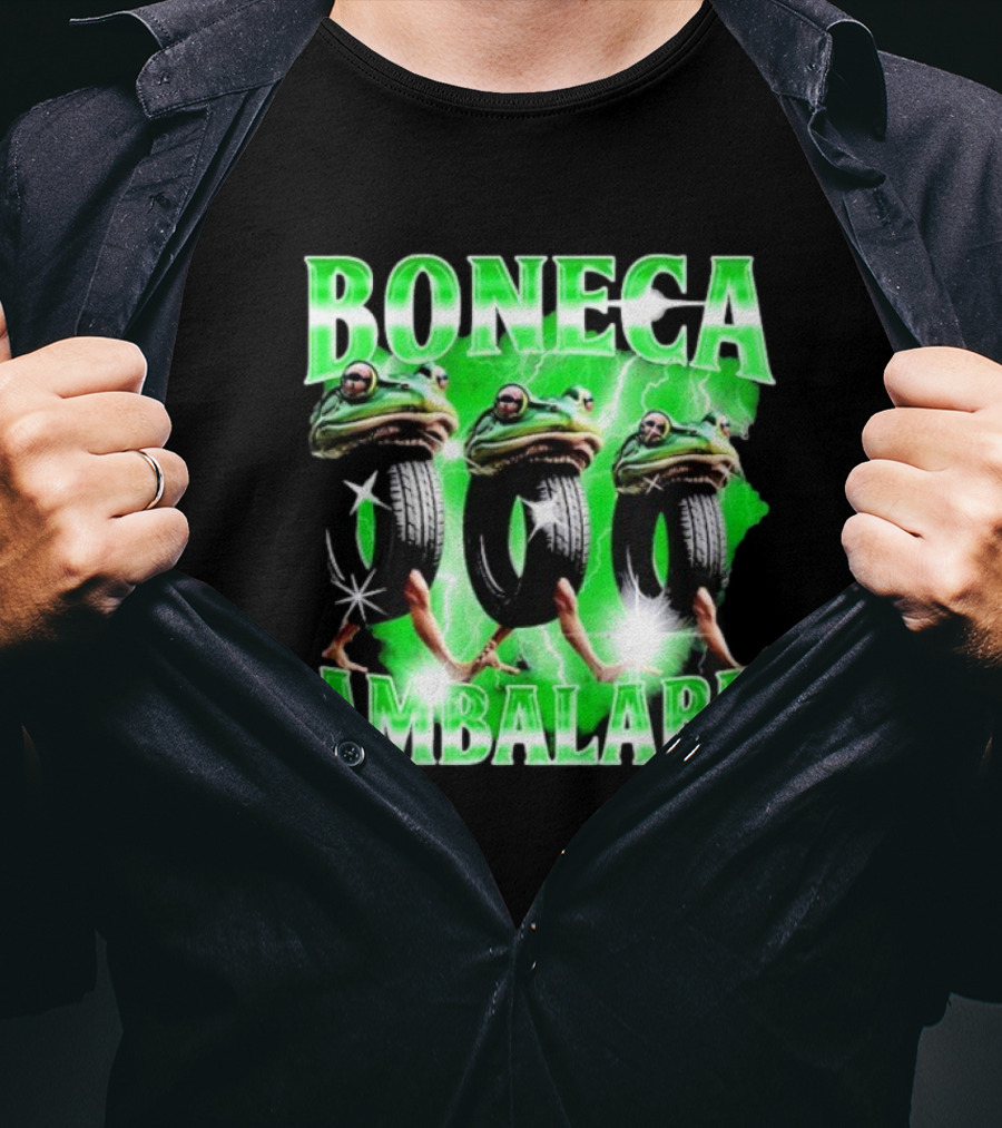 Boneca Ambalabu Frog Head With Tires And Green Lightning T-Shirt