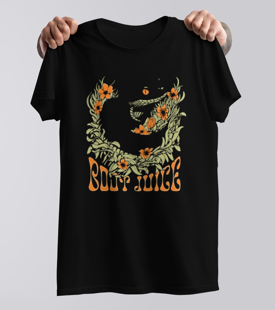 Boot Juice Snake With Floral Wreath And Orange Flowers T-Shirt
