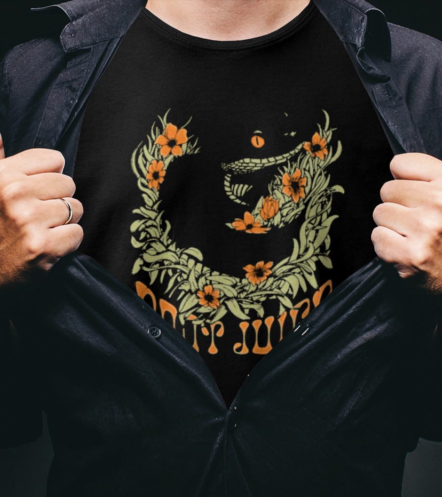 Boot Juice Snake With Floral Wreath And Orange Flowers T-Shirt