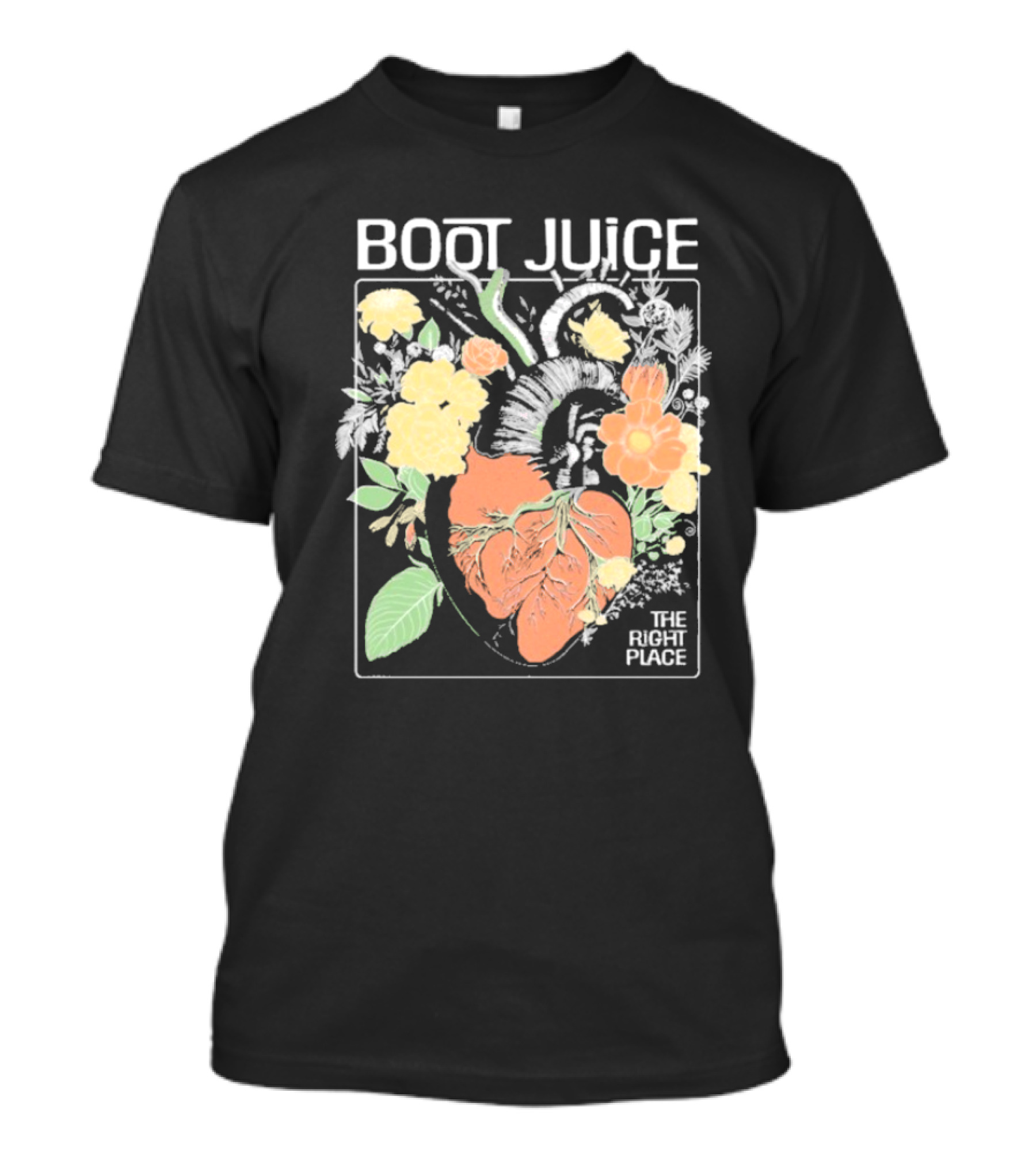 Boot Juice The Right Place Floral Heart Botanical Vintage Style T-Shirt