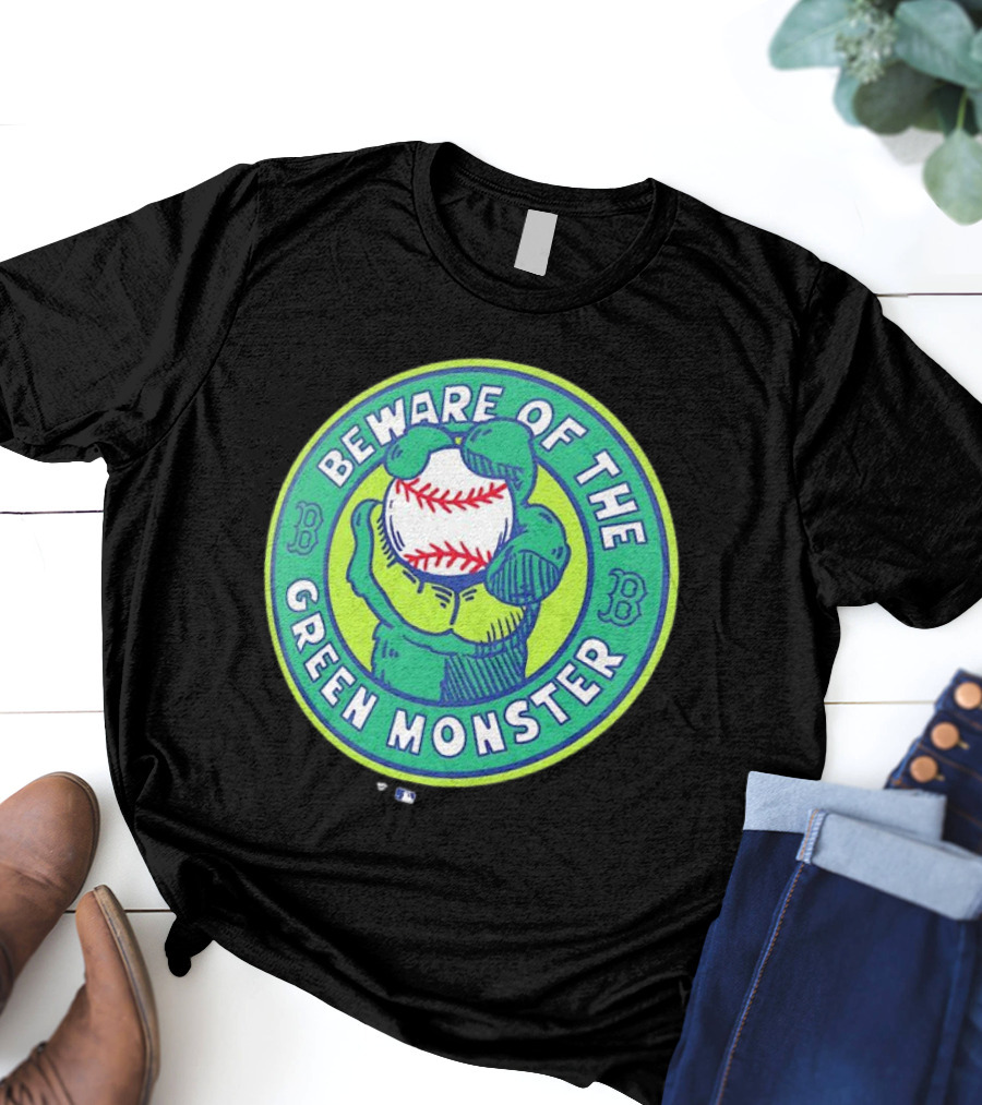 Boston Red Sox Beware Of The Green Monster Baseball Iconic Fenway Park Imagery T-Shirt