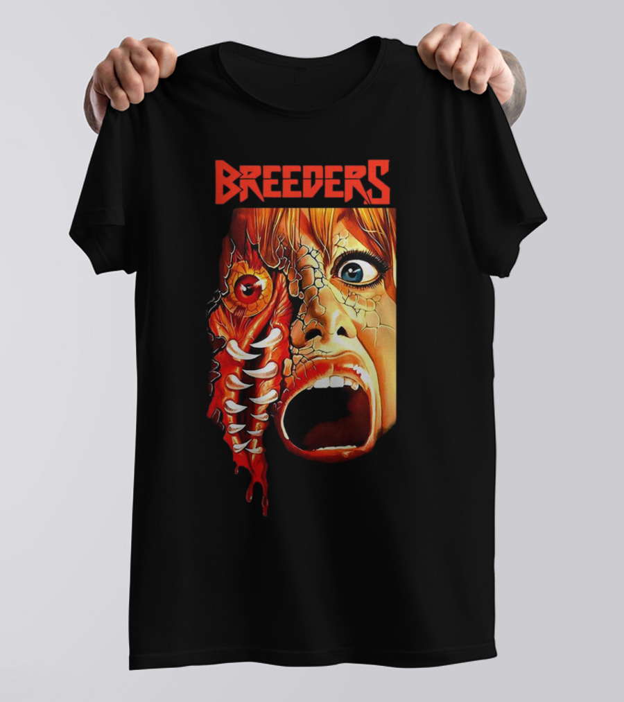 Breeders Horror Movie Artwork With Distorted Face And Eye T-Shirt