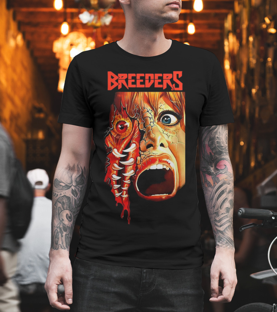 Breeders Horror Movie Artwork With Distorted Face And Eye T-Shirt