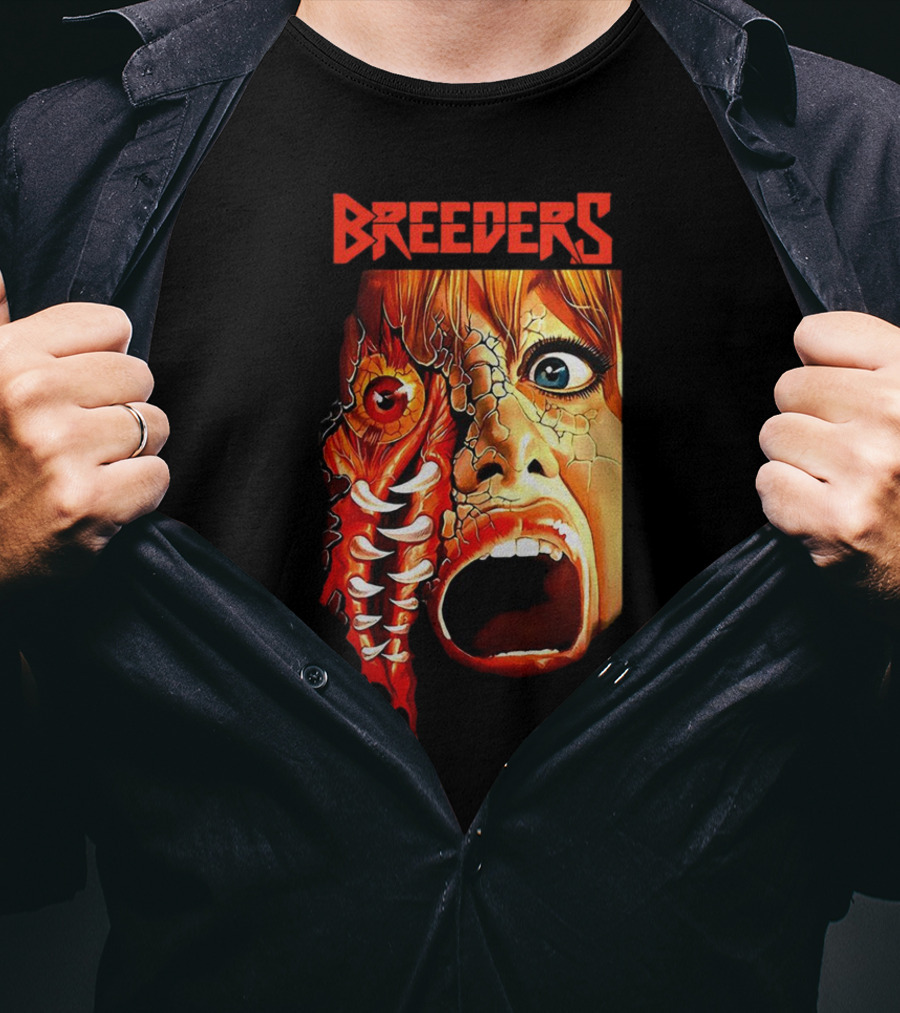 Breeders Horror Movie Artwork With Distorted Face And Eye T-Shirt