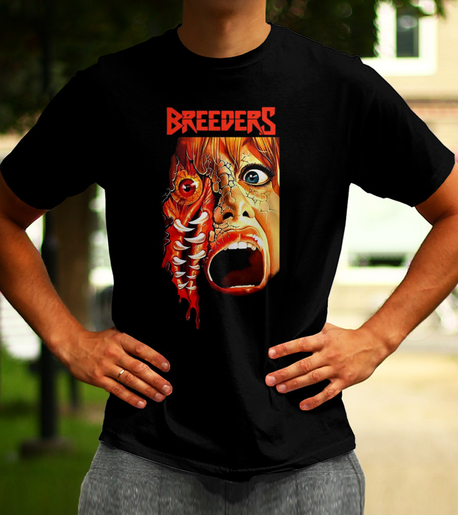 Breeders Horror Movie Artwork With Distorted Face And Eye T-Shirt