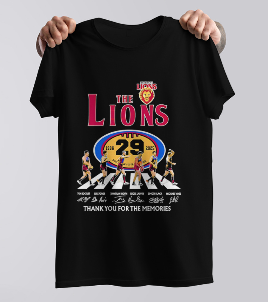 Brisbane Lions The Lions 29 Years 1996-2025 Thank You For The Memories Signatures T-Shirt