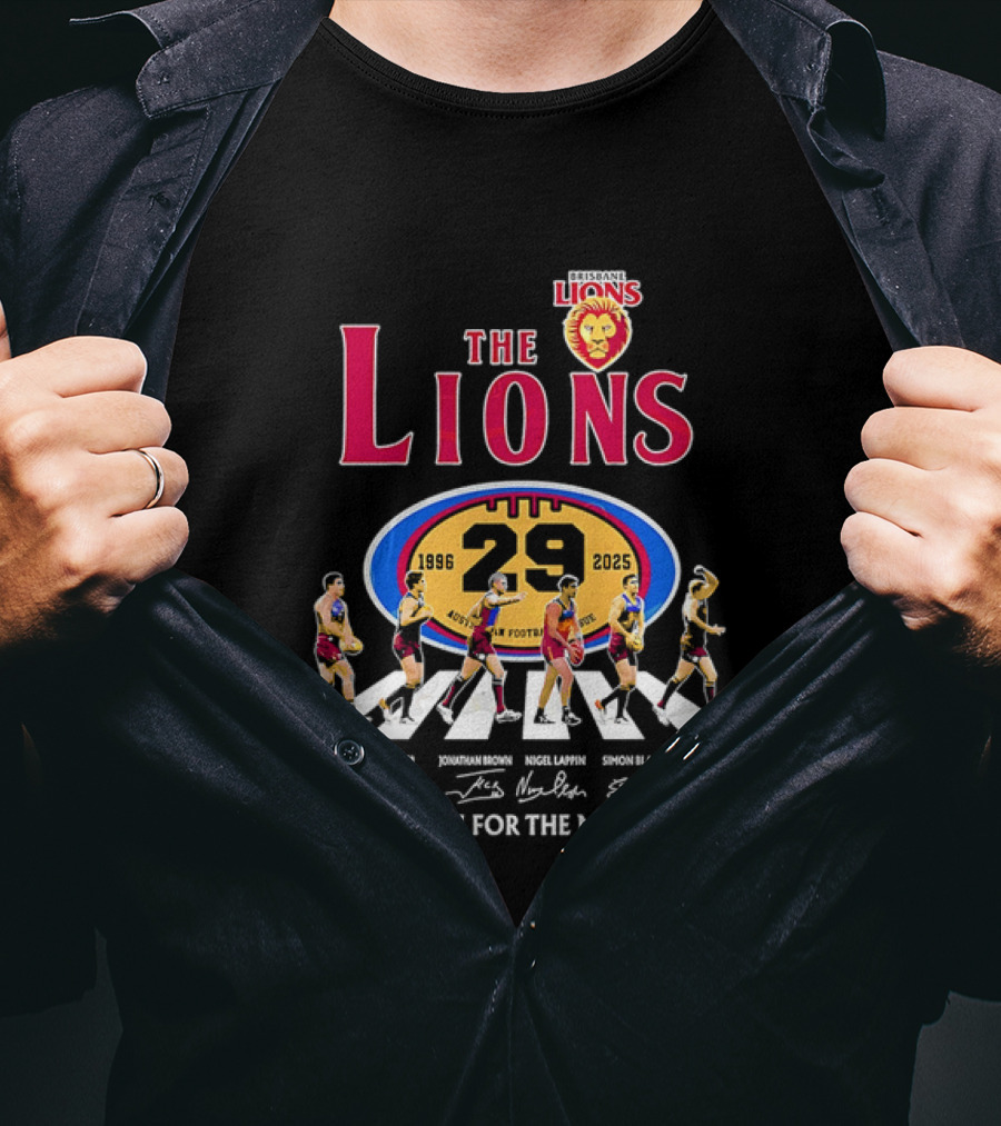 Brisbane Lions The Lions 29 Years 1996-2025 Thank You For The Memories Signatures T-Shirt