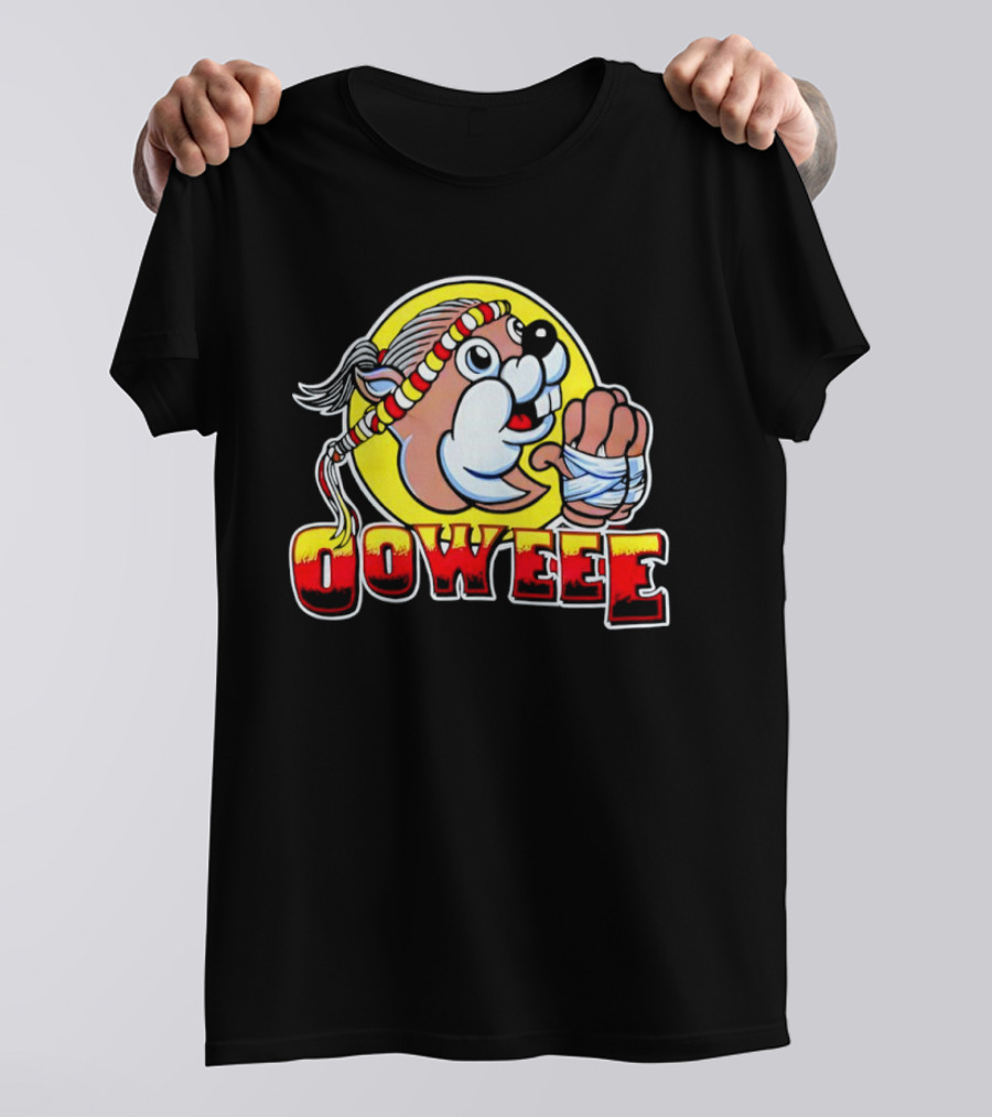 Buc-ee's Ooweee Muay Thai Beaver With Headband And Wrapped Fist T-Shirt