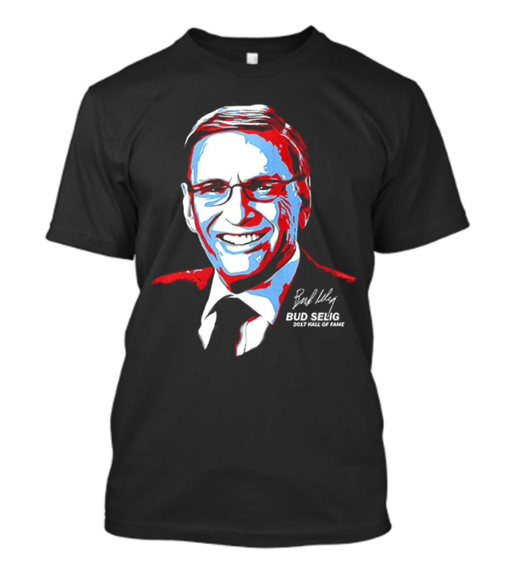 Bud Selig Commissioner Signature Red Blue White T-Shirt