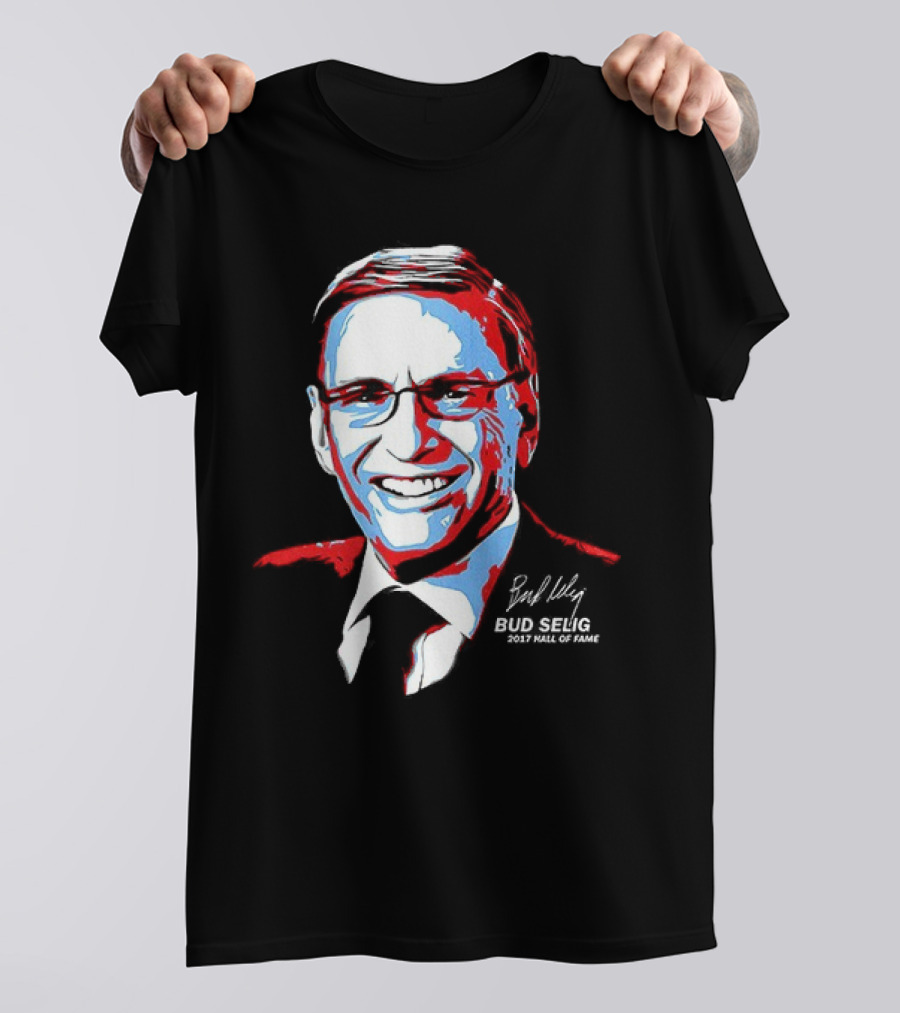 Bud Selig Commissioner Signature Red Blue White T-Shirt