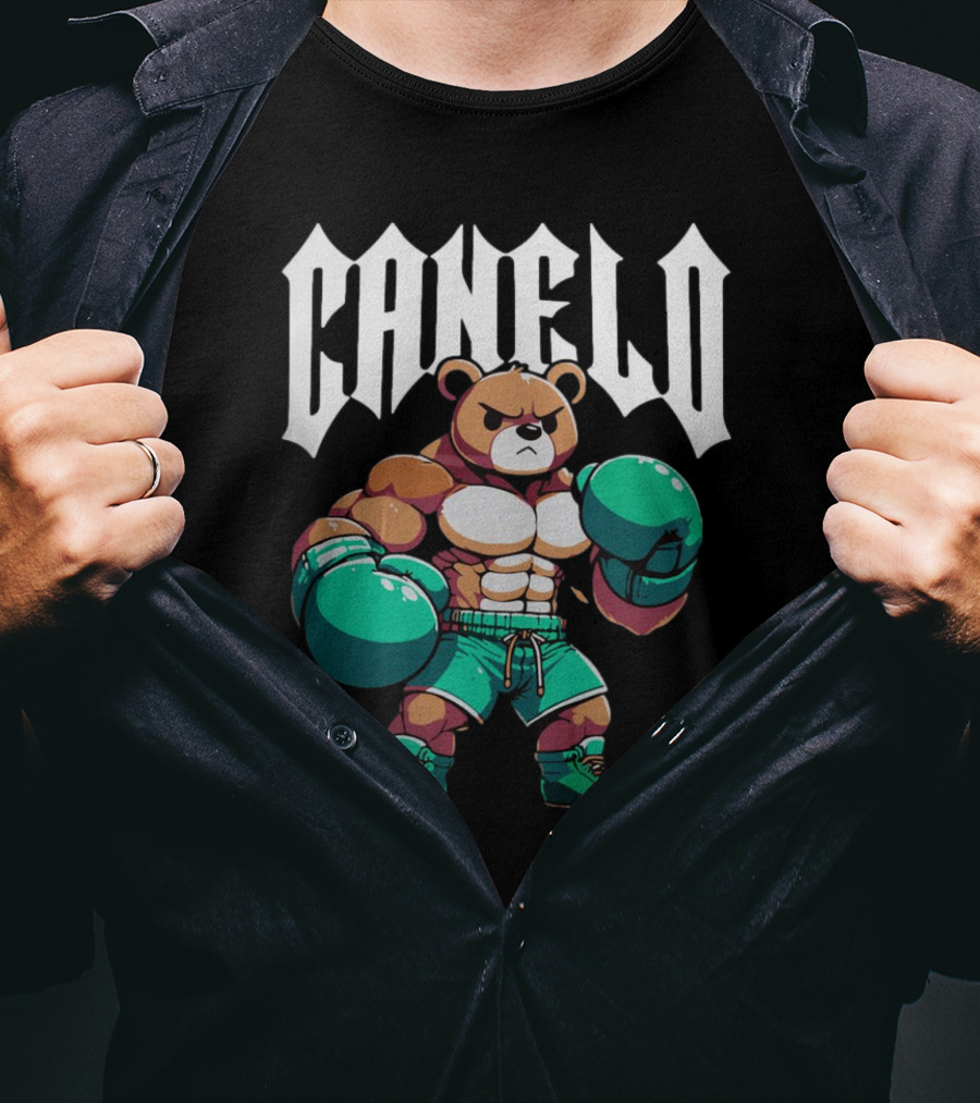 Canelo Bear Boxing Cartoon Bear With Gloves And Shorts T-Shirt