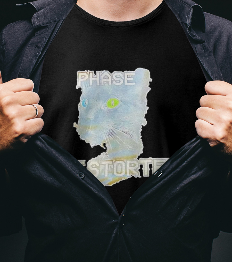 Cat Phase Distorter Optical Effect With Colorful Eyes T-Shirt