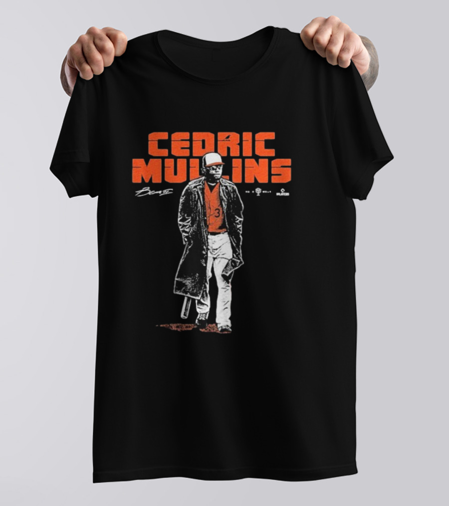 Cedric Mullins Baseball Player Number 31 Walking In Coat With Bat T-Shirt