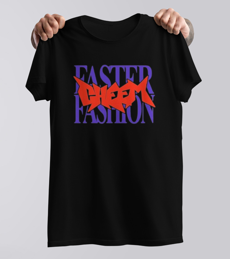 Faster Fashion Cheem Bold Red And Purple Typography T-Shirt