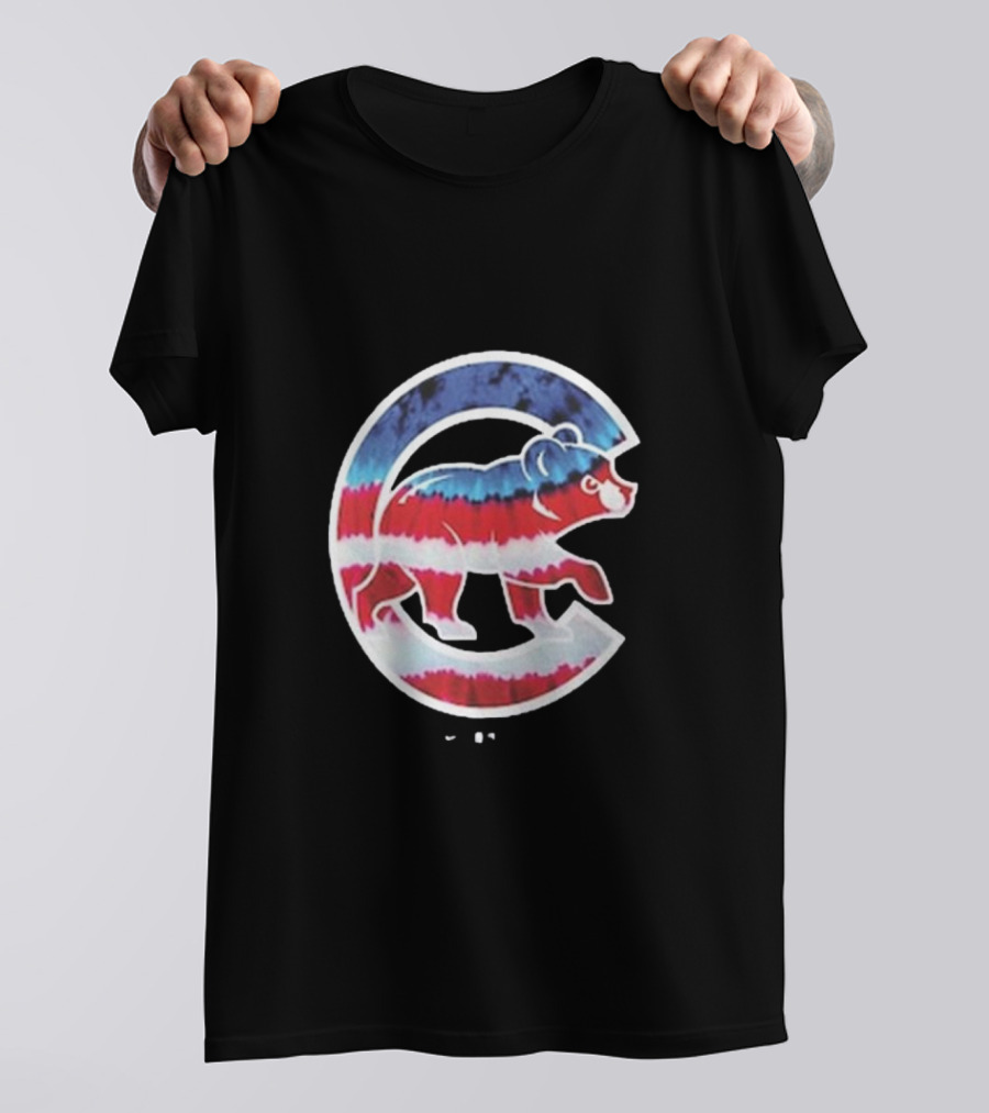 Chicago Cubs Americana Tie-Dye Bear Logo T-Shirt