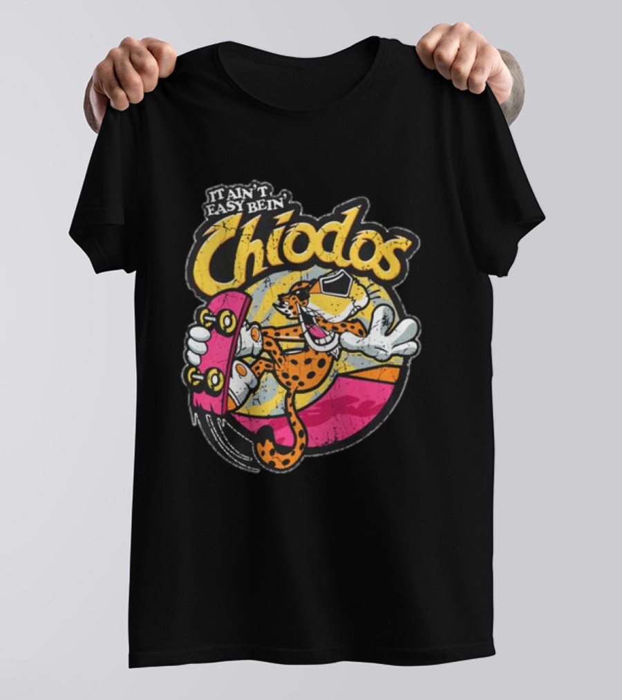It Ain't Easy Bein' Chiodos Skateboard Cheetah Black T-Shirt