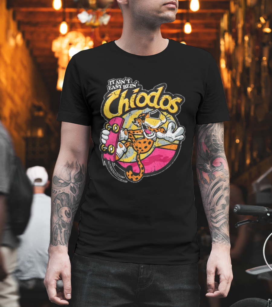 It Ain't Easy Bein' Chiodos Skateboard Cheetah Black T-Shirt