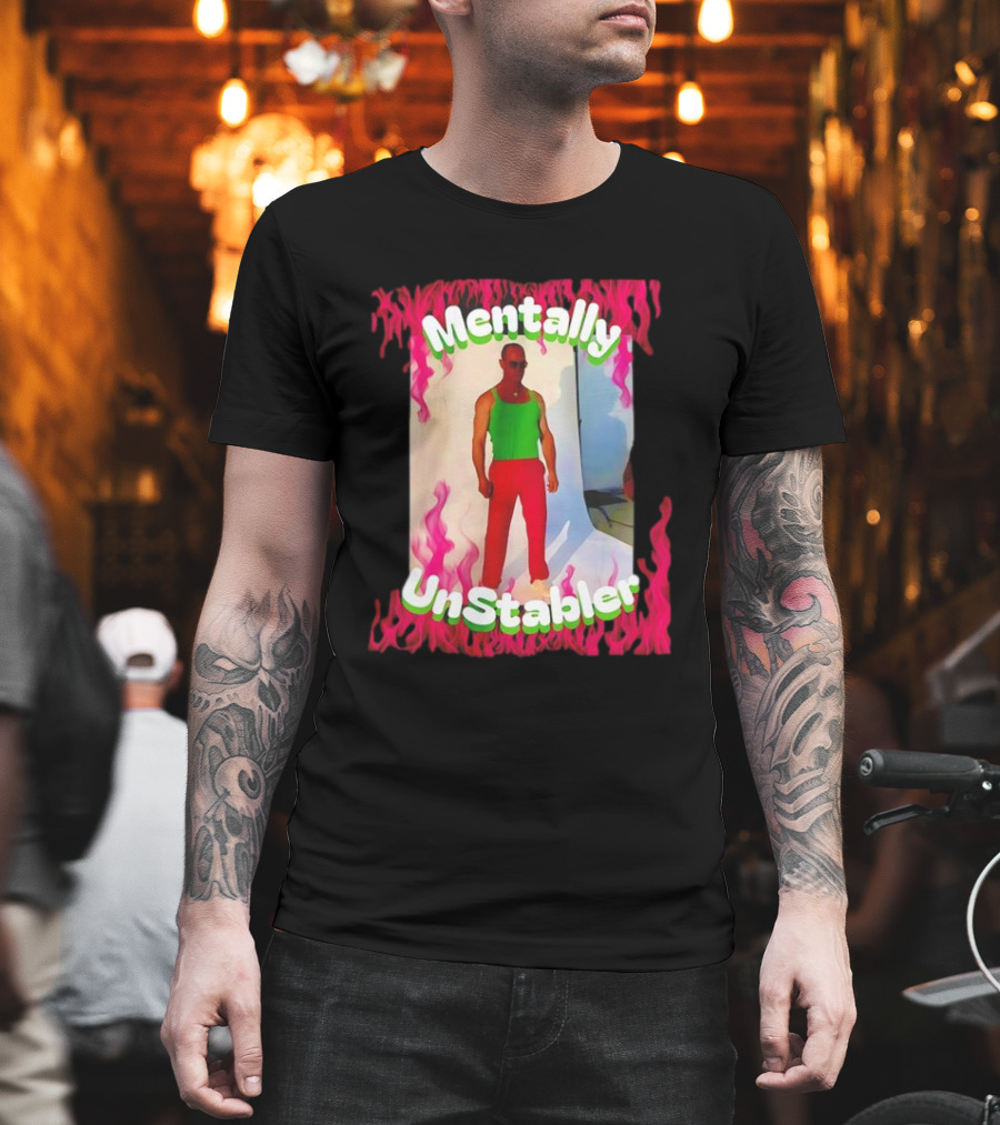 Mentally Unstabler Flaming Outfit Vibrant Red Pants T-Shirt