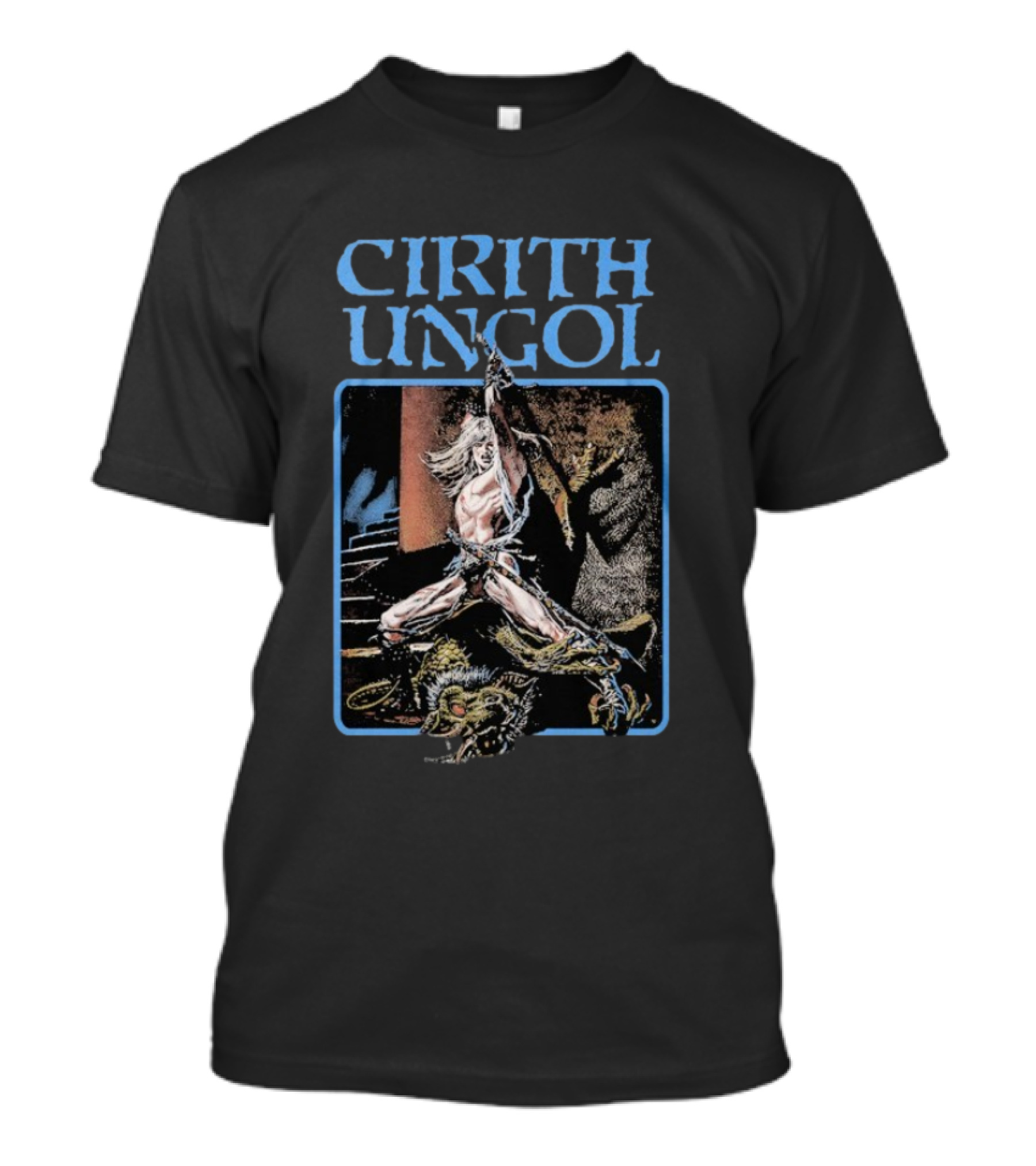 Cirith Ungol Fantasy Warrior And Dragon Battle T-Shirt