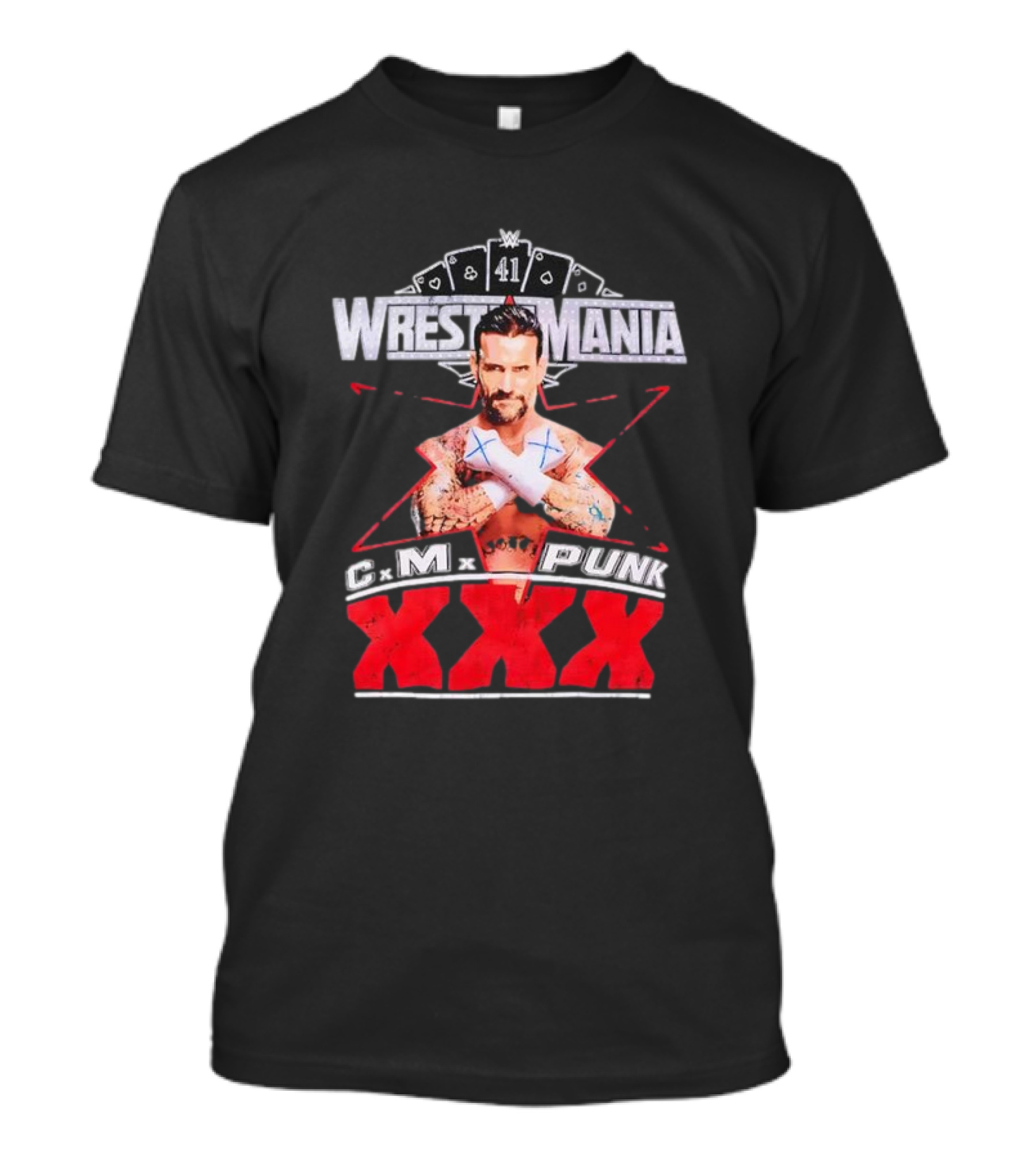 CM Punk WrestleMania XXX 41 Playing Cards Theme T-Shirt