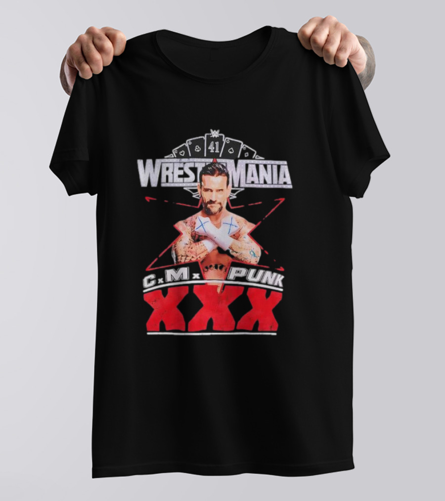CM Punk WrestleMania XXX 41 Playing Cards Theme T-Shirt