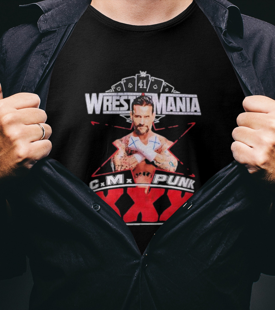 CM Punk WrestleMania XXX 41 Playing Cards Theme T-Shirt