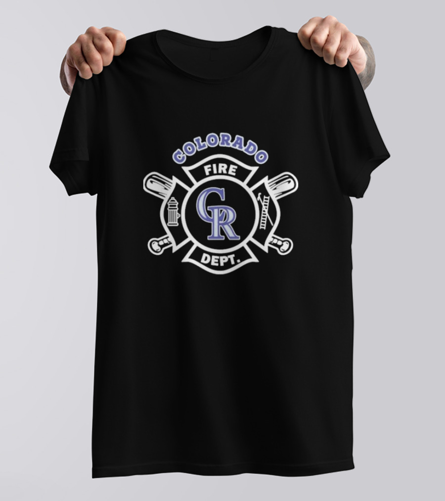 Colorado Rockies Fire Dept Firefighters Emblem With CR Logo T-Shirt