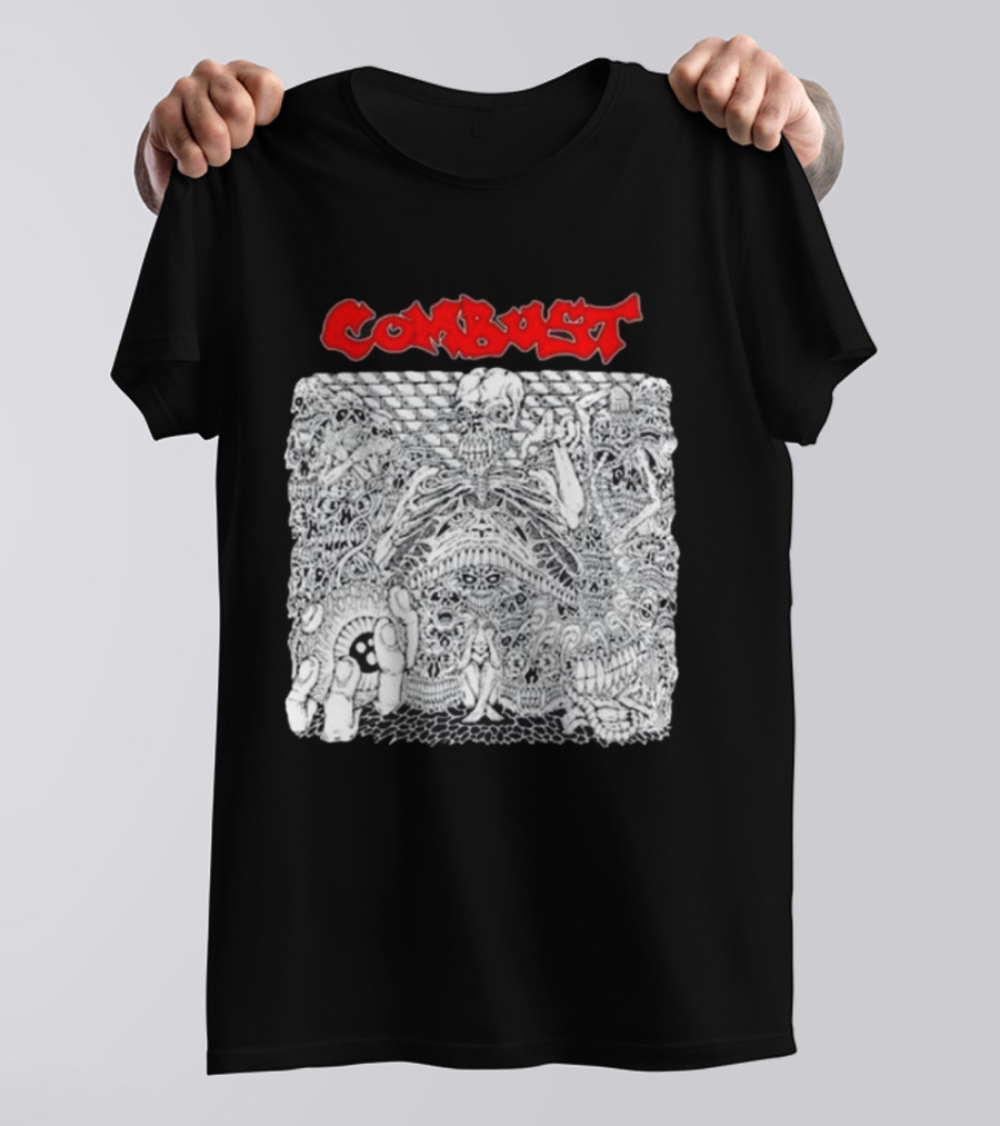Combust Belly Of The Beast Intricate Black And White Triple B Records T-Shirt