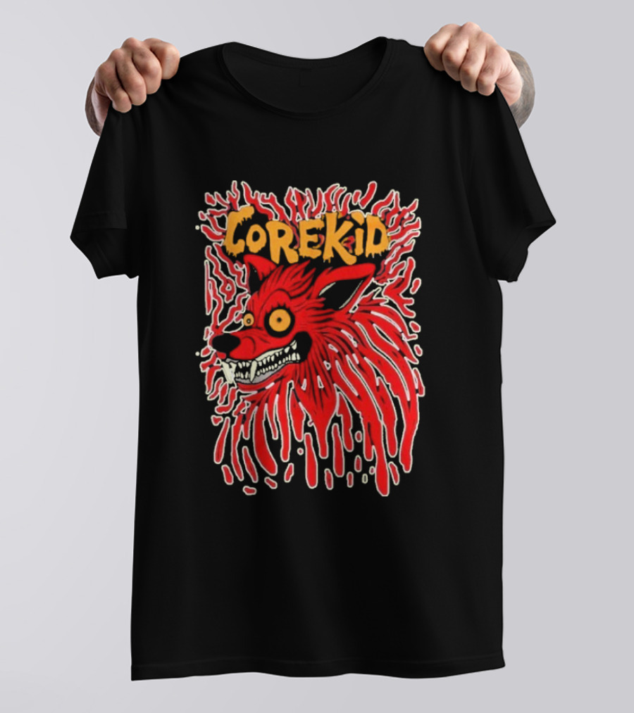Corekid Blood Wolf Fiery Red Canine Artwork T-Shirt