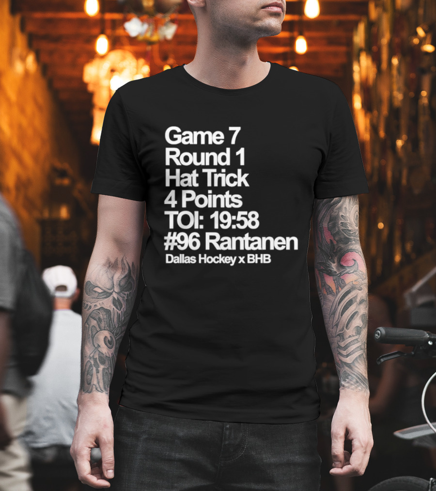 Dallas Hockey Game 7 Round 1 Hat Trick 4 Points TOI 19:58 #96 Rantanen T-Shirt