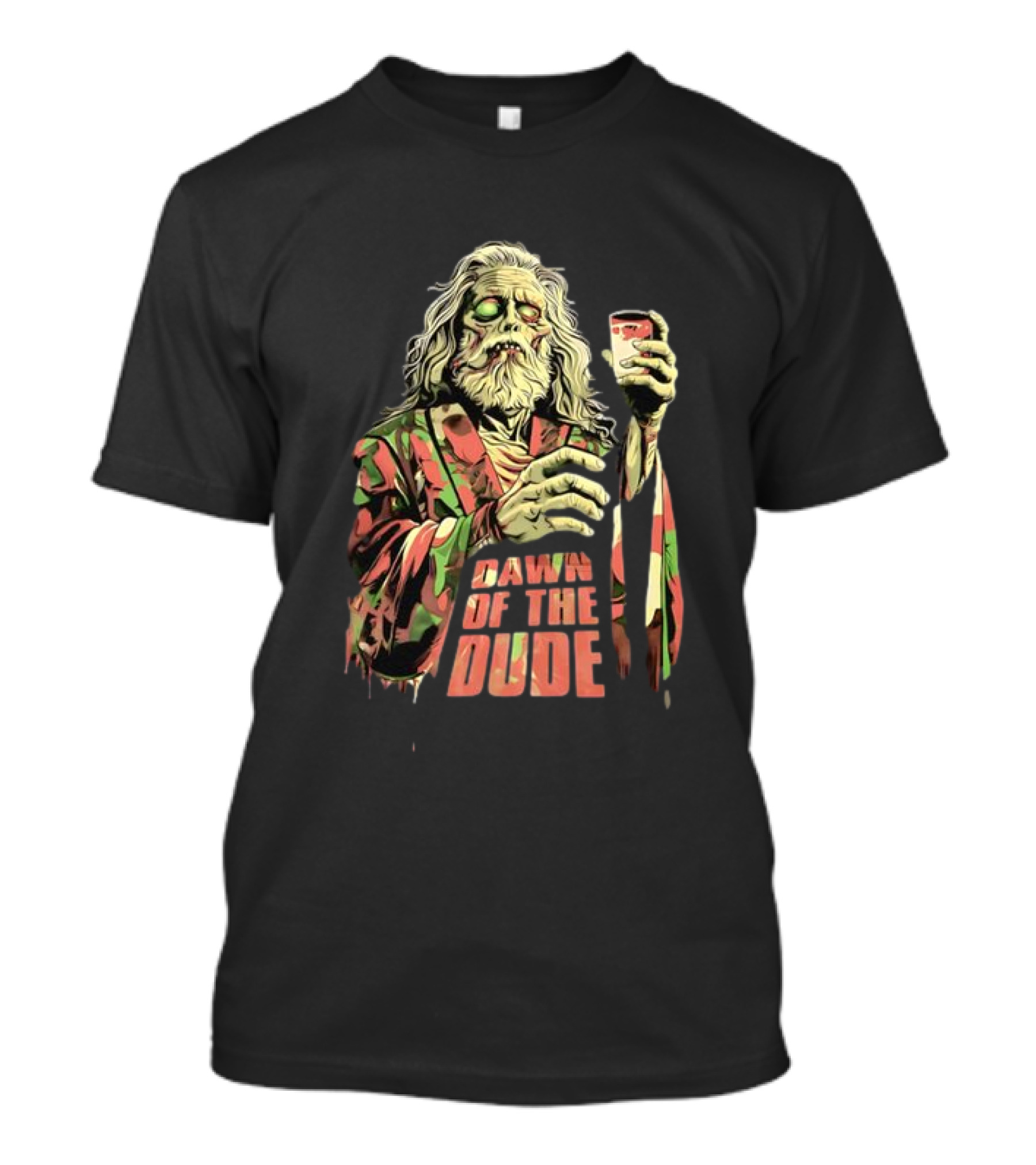 Zombie Dude Camo Robe Holding Drink Zombie Of The Dude T-Shirt