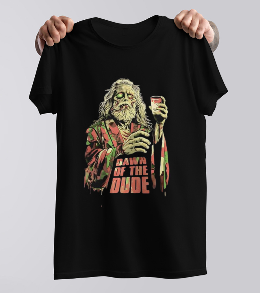 Zombie Dude Camo Robe Holding Drink Zombie Of The Dude T-Shirt