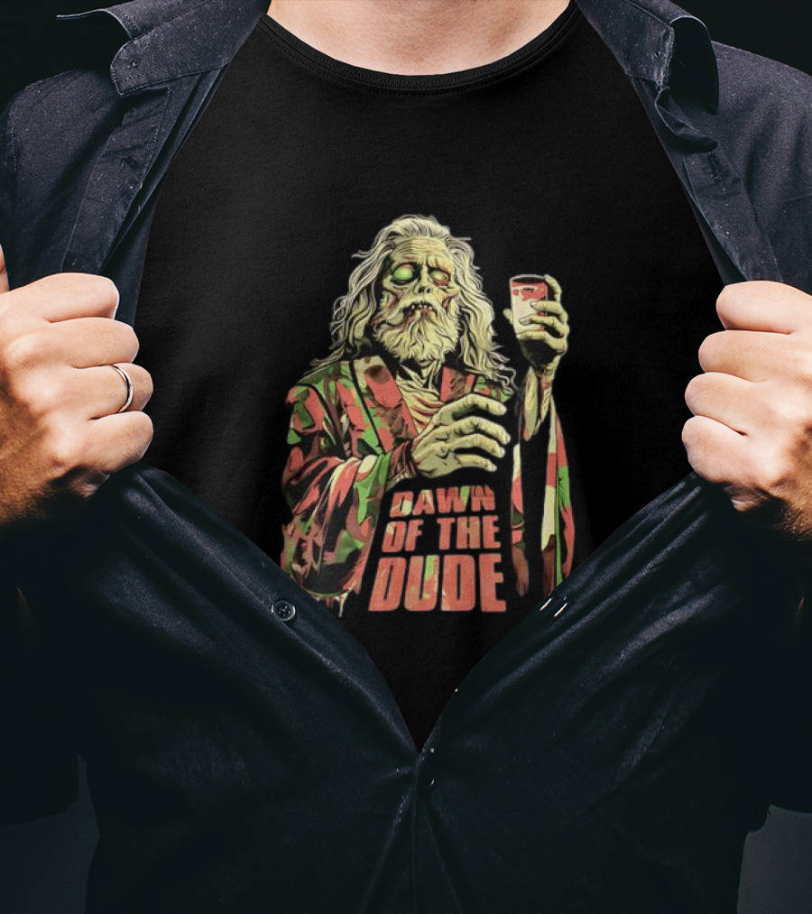 Zombie Dude Camo Robe Holding Drink Zombie Of The Dude T-Shirt