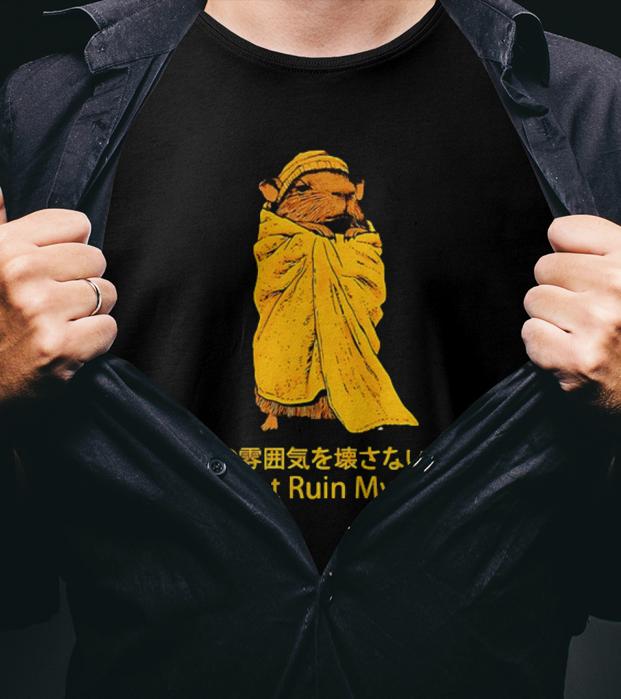 Do Not Ruin My Vibe Hamster Wrapped In Blanket With Japanese Text T-Shirt