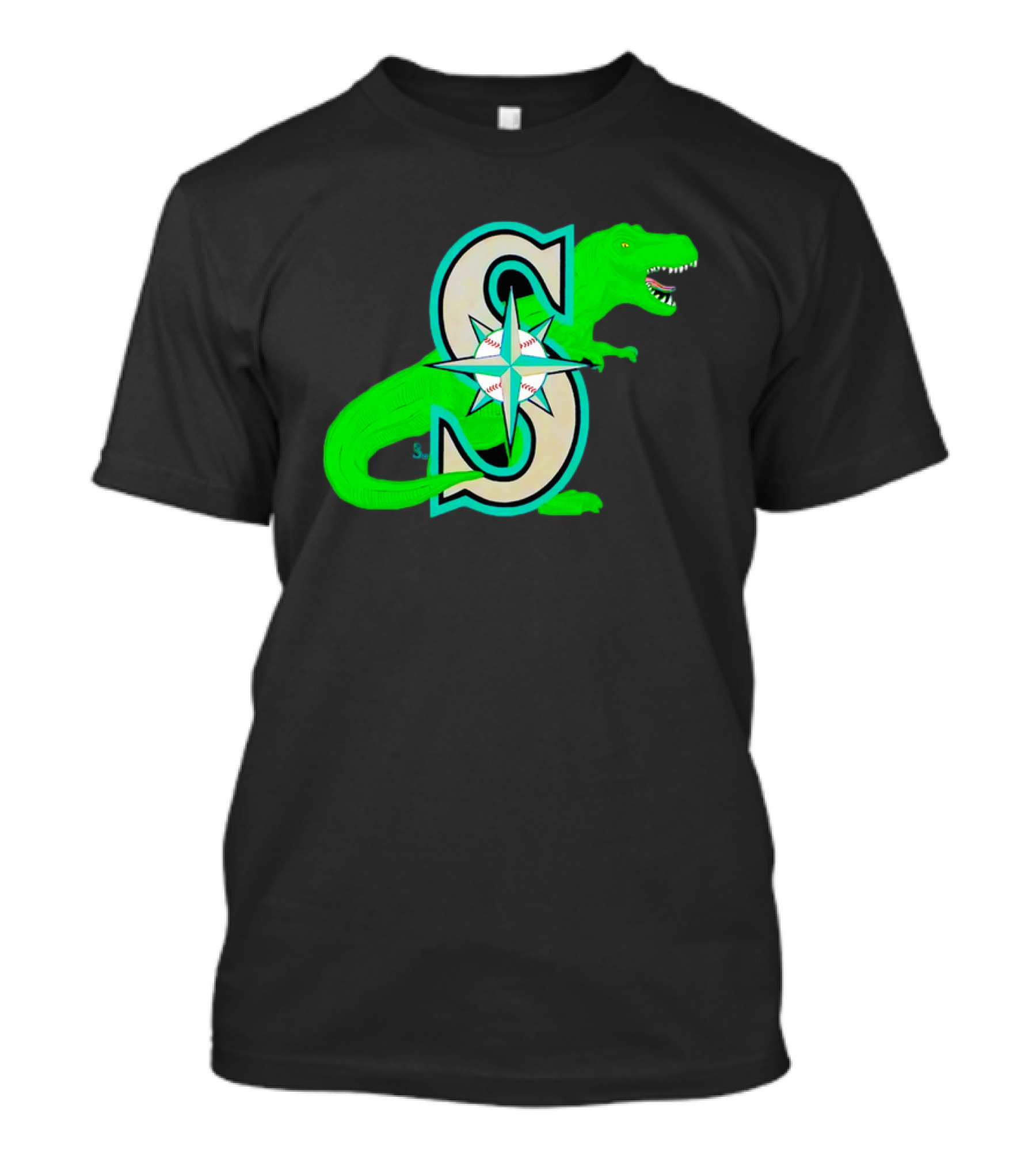 Seattle Mariners Dinosaur Baseball Team Emblem T-Shirt