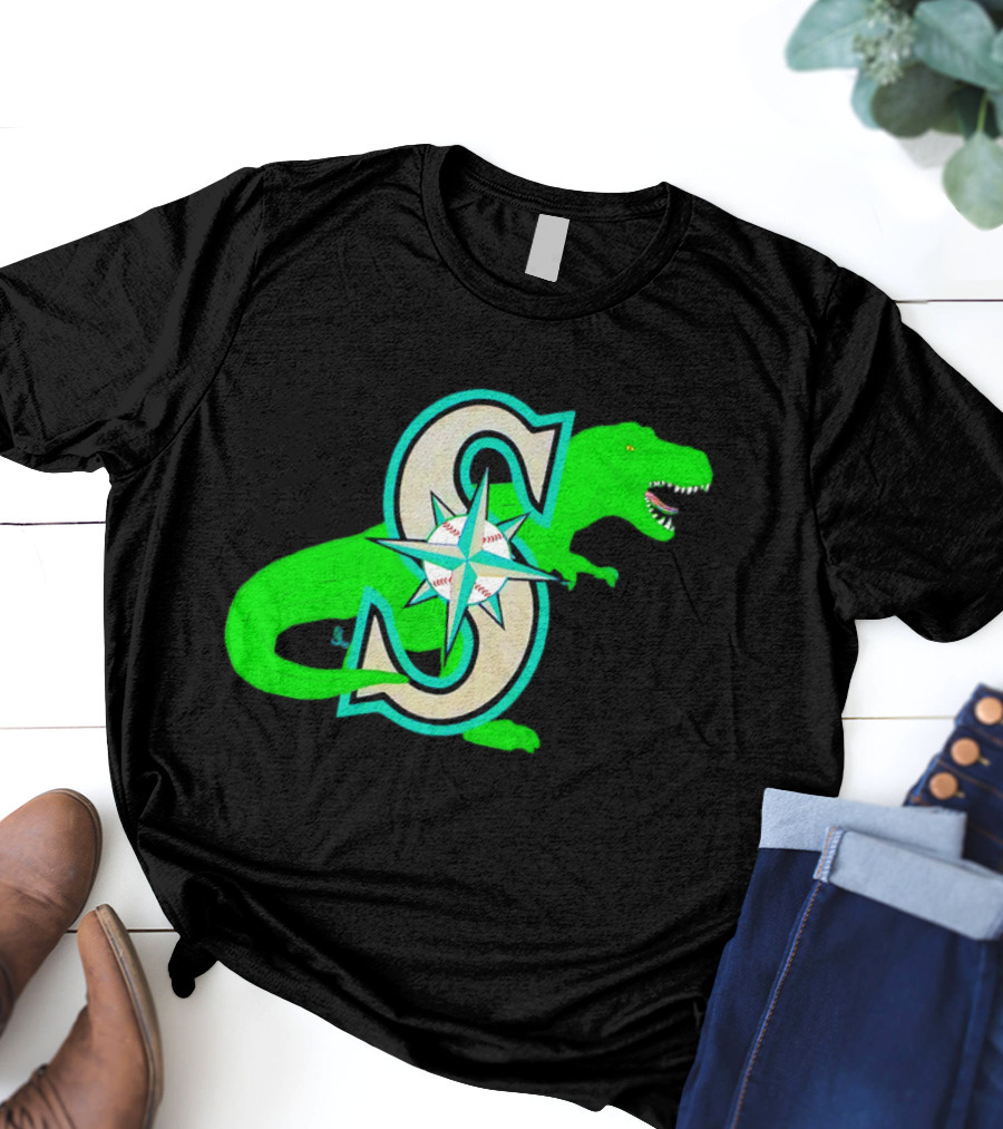 Seattle Mariners Dinosaur Baseball Team Emblem T-Shirt