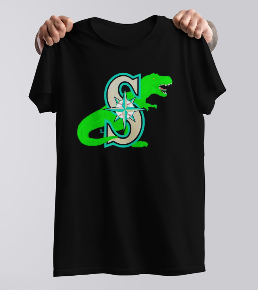 Seattle Mariners Dinosaur Baseball Team Emblem T-Shirt