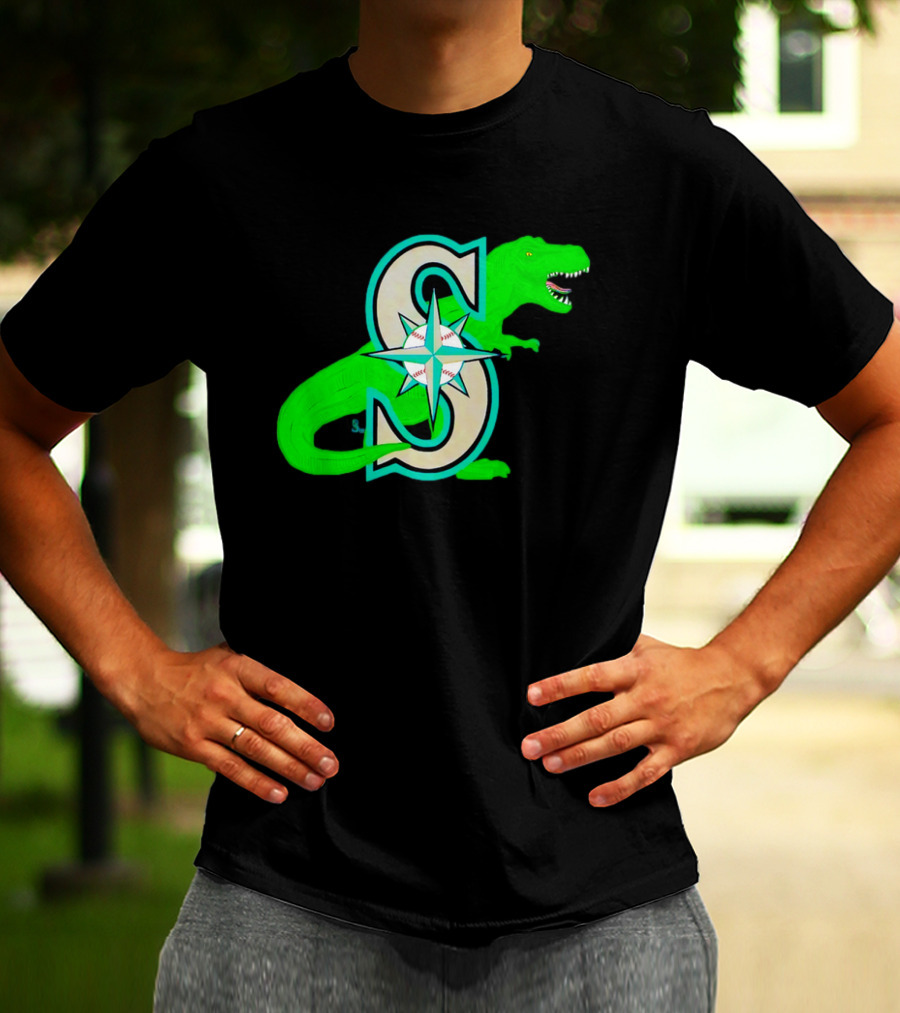 Seattle Mariners Dinosaur Baseball Team Emblem T-Shirt