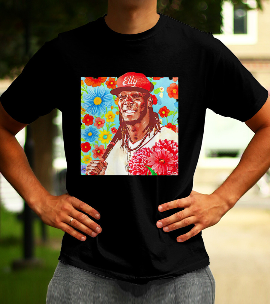 Elly De La Cruz Cincinnati Reds Floral Baseball Imagery T-Shirt