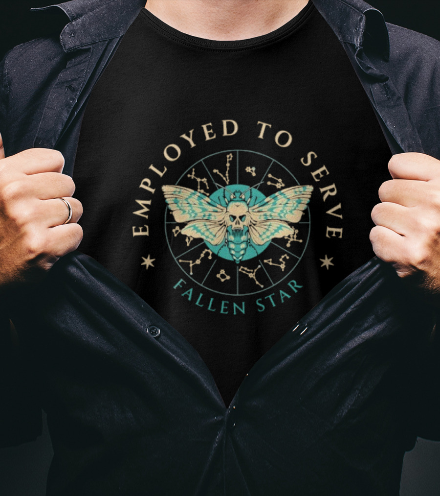 Employed To Serve Fallen Star Moth Astrology Circle T-Shirt