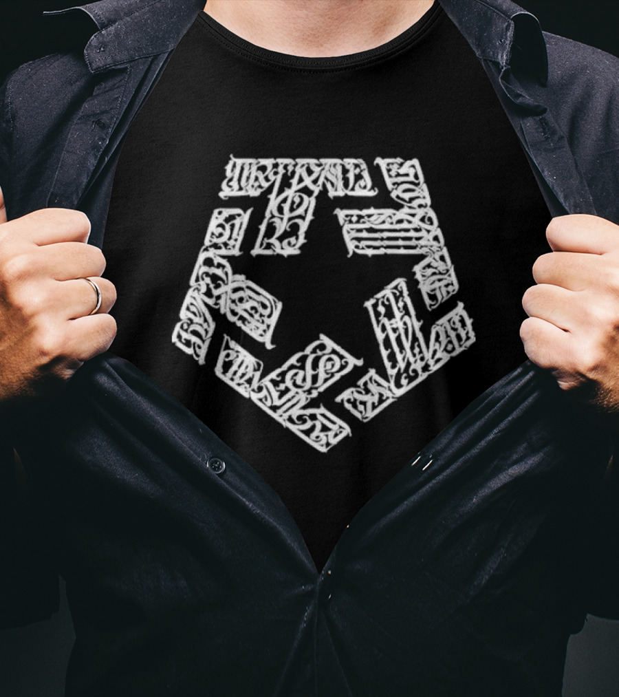 Enemigo Star Tribal Gear Symbol Geometric Block Pattern T-Shirt