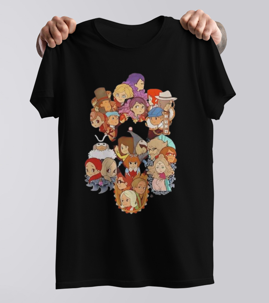 Professor Layton Every Puzzle Has An Answer With Iconic Character Collage T-Shirt