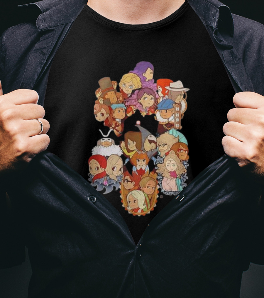 Professor Layton Every Puzzle Has An Answer With Iconic Character Collage T-Shirt