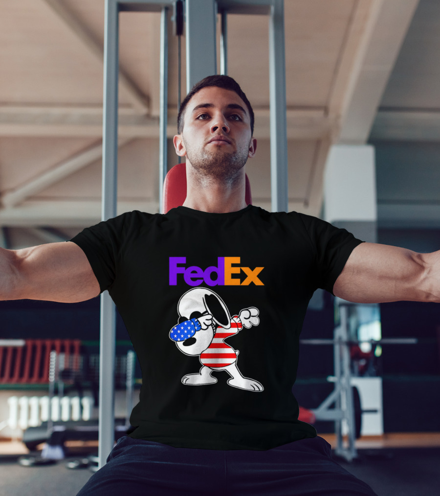 FedEx Snoopy Dabbing American Flag Icon T-Shirt